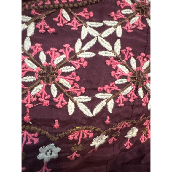 Odd Molly Purple Silk Blend Floral Embroidered Long Sleeve Blouse Size 1 Fits S - Picture 7 of 8